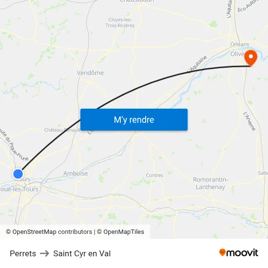 Perrets to Saint Cyr en Val map
