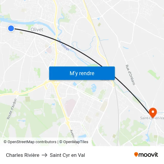 Charles Rivière to Saint Cyr en Val map