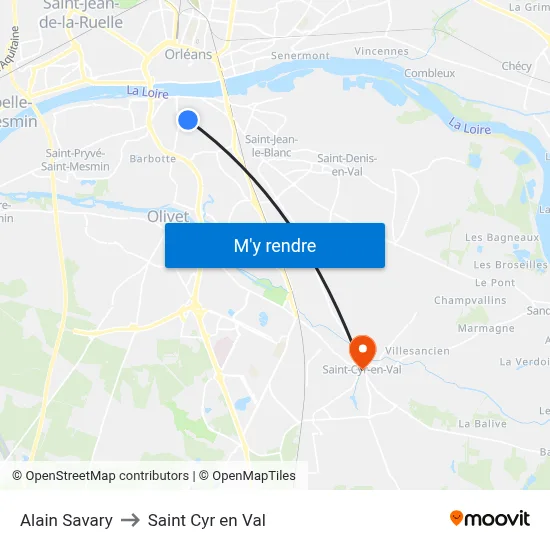 Alain Savary to Saint Cyr en Val map