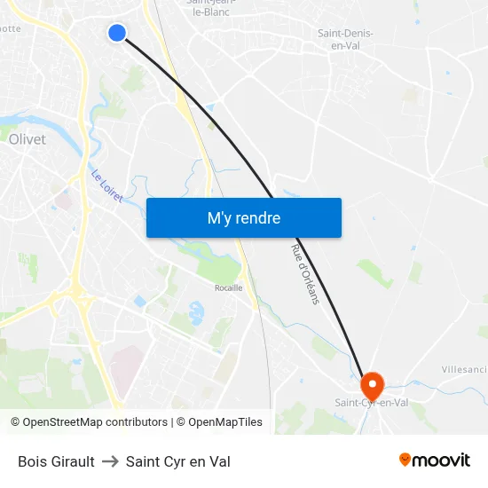 Bois Girault to Saint Cyr en Val map