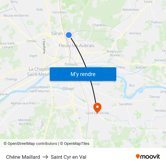 Chêne Maillard to Saint Cyr en Val map