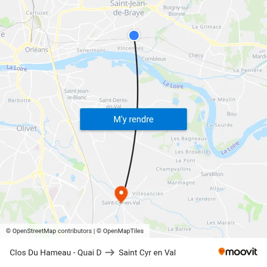 Clos Du Hameau - Quai D to Saint Cyr en Val map