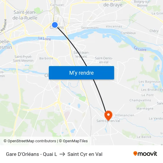 Gare D'Orléans - Quai L to Saint Cyr en Val map