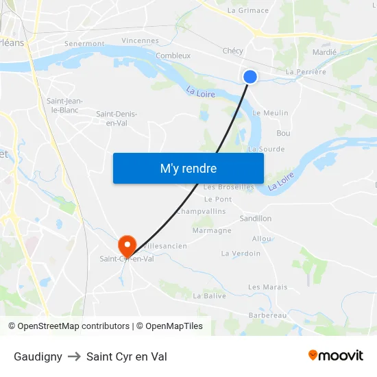 Gaudigny to Saint Cyr en Val map
