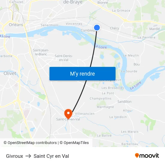 Givroux to Saint Cyr en Val map