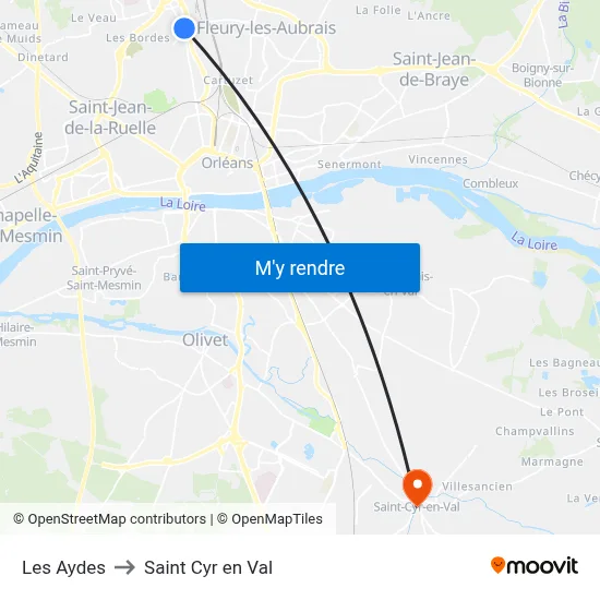 Les Aydes to Saint Cyr en Val map