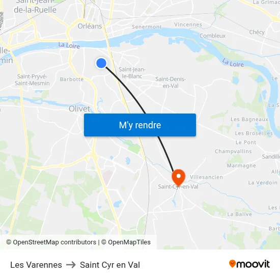 Les Varennes to Saint Cyr en Val map