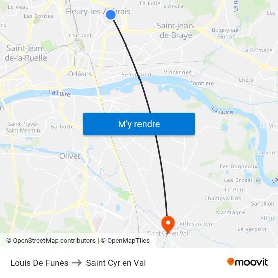 Louis De Funès to Saint Cyr en Val map