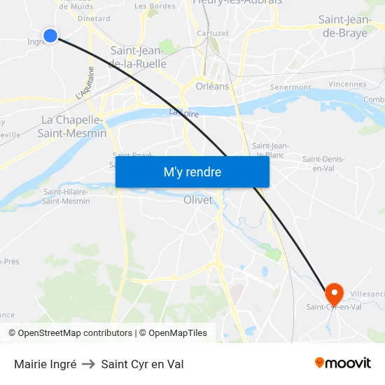 Mairie Ingré to Saint Cyr en Val map