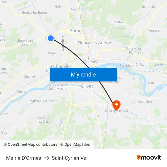 Mairie D'Ormes to Saint Cyr en Val map