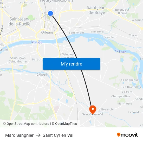 Marc Sangnier to Saint Cyr en Val map