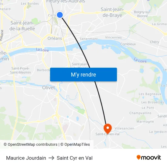 Maurice Jourdain to Saint Cyr en Val map