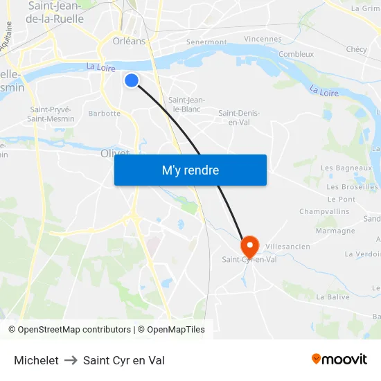 Michelet to Saint Cyr en Val map