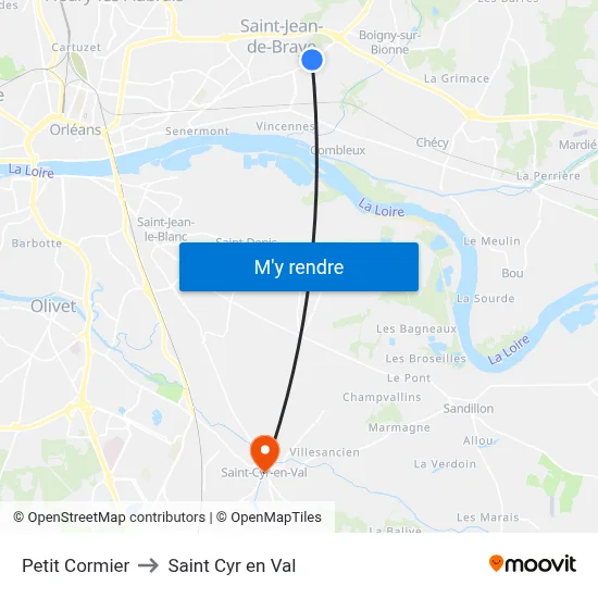 Petit Cormier to Saint Cyr en Val map