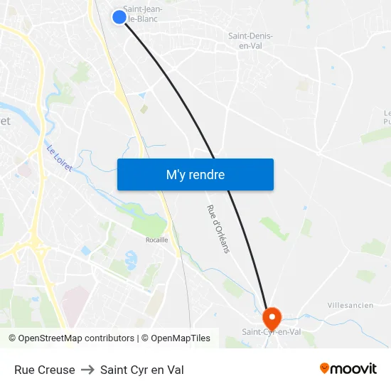 Rue Creuse to Saint Cyr en Val map