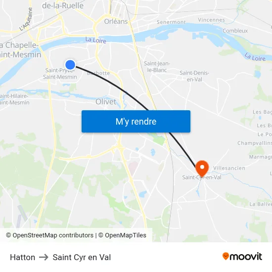 Hatton to Saint Cyr en Val map