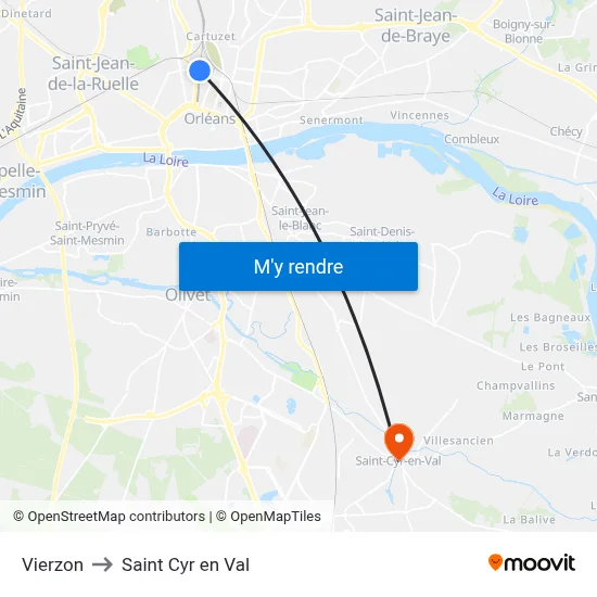 Vierzon to Saint Cyr en Val map