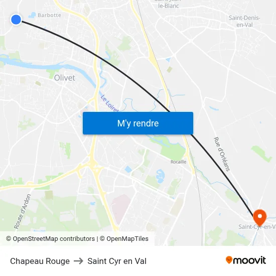Chapeau Rouge to Saint Cyr en Val map