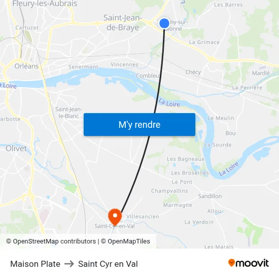 Maison Plate to Saint Cyr en Val map