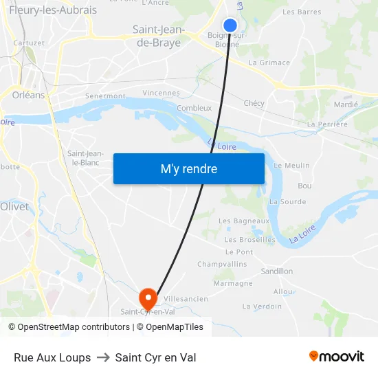 Rue Aux Loups to Saint Cyr en Val map