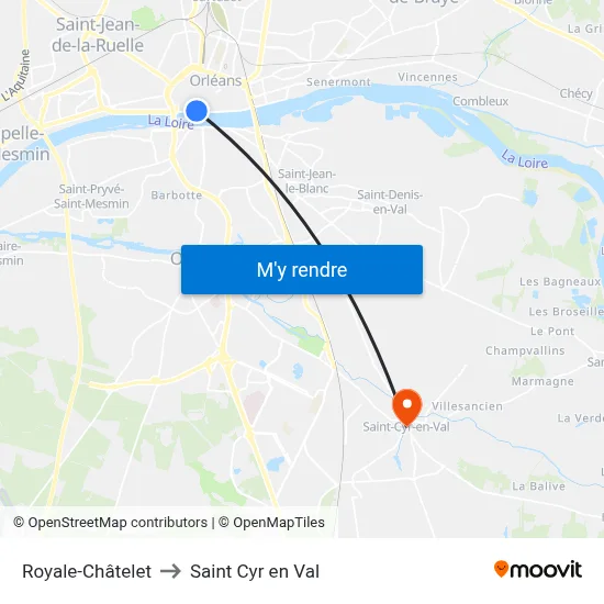 Royale-Châtelet to Saint Cyr en Val map
