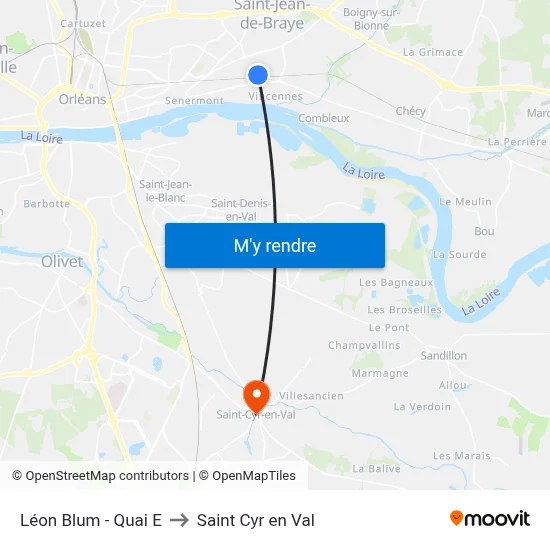 Léon Blum - Quai E to Saint Cyr en Val map