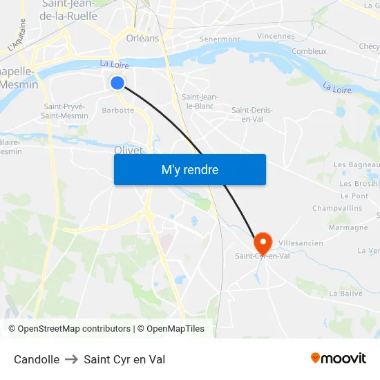 Candolle to Saint Cyr en Val map