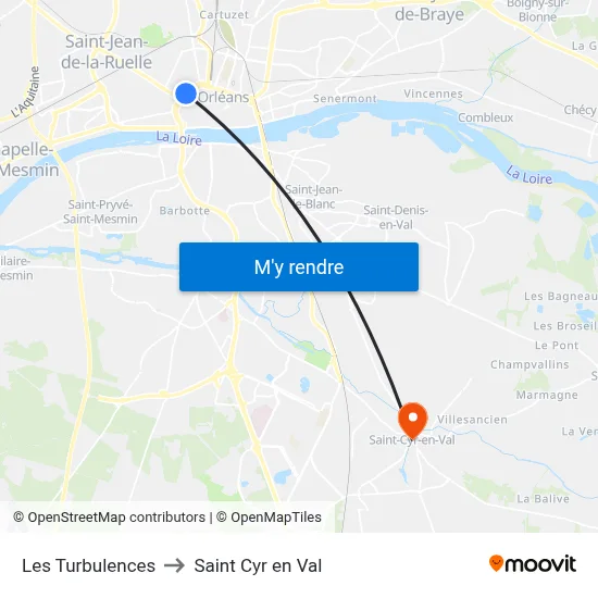 Les Turbulences to Saint Cyr en Val map