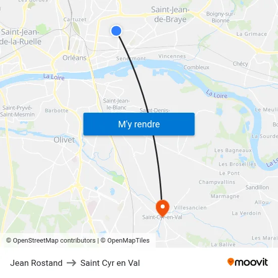 Jean Rostand to Saint Cyr en Val map