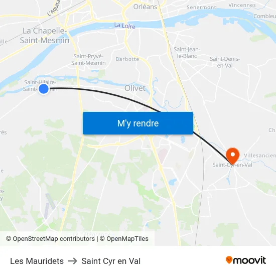 Les Mauridets to Saint Cyr en Val map