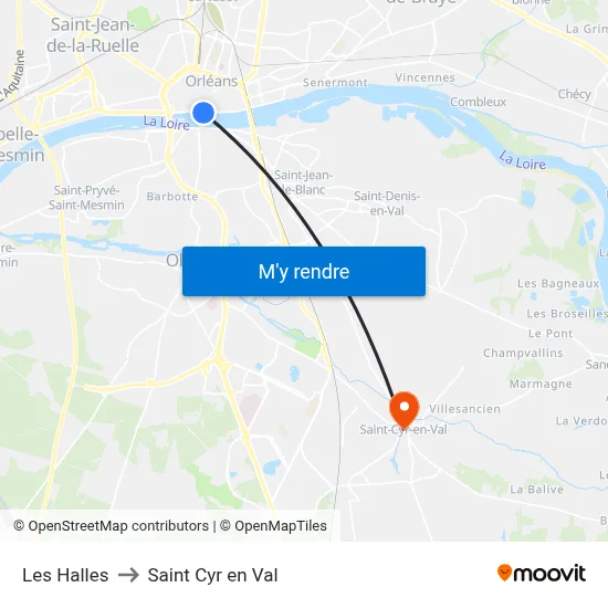 Les Halles to Saint Cyr en Val map