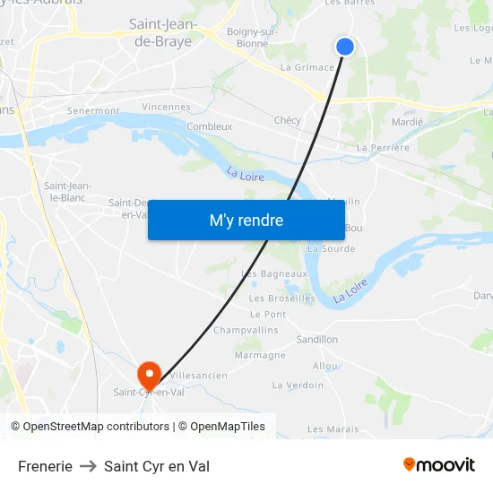 Frenerie to Saint Cyr en Val map