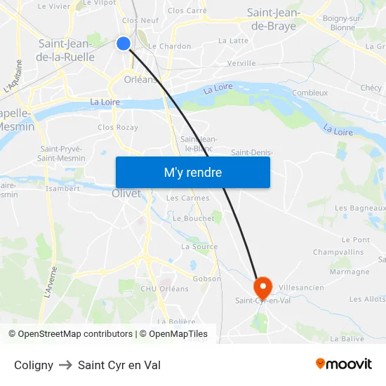 Coligny to Saint Cyr en Val map