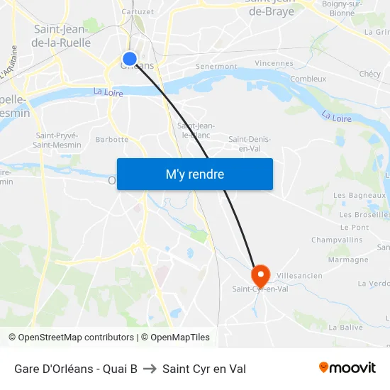 Gare D'Orléans - Quai B to Saint Cyr en Val map