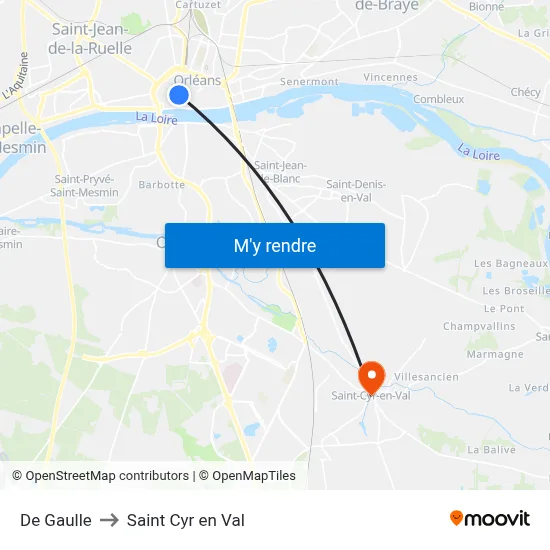 De Gaulle to Saint Cyr en Val map