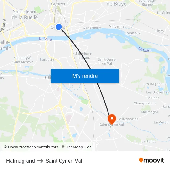 Halmagrand to Saint Cyr en Val map