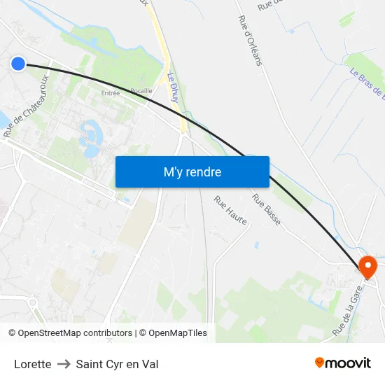 Lorette to Saint Cyr en Val map