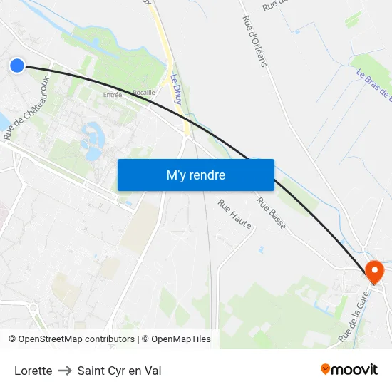 Lorette to Saint Cyr en Val map