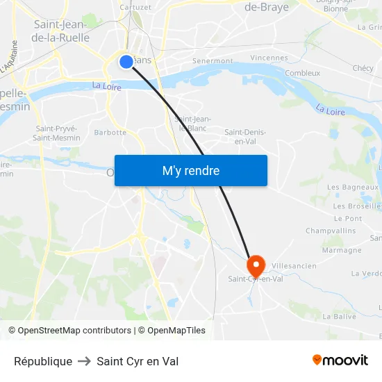 République to Saint Cyr en Val map