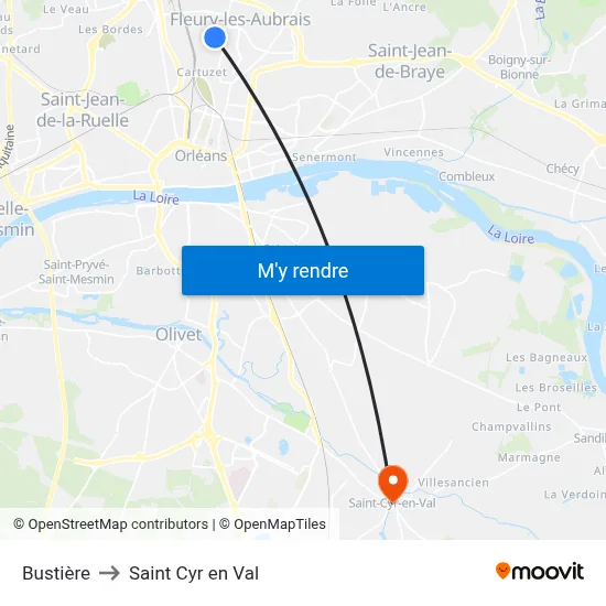 Bustière to Saint Cyr en Val map