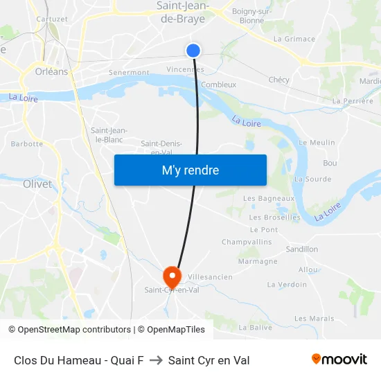 Clos Du Hameau - Quai F to Saint Cyr en Val map