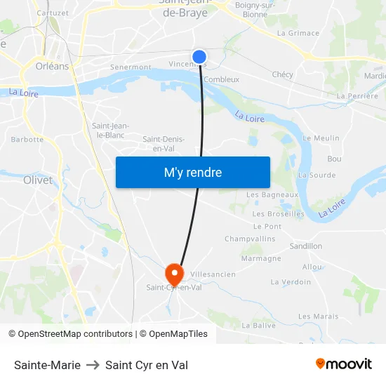 Sainte-Marie to Saint Cyr en Val map