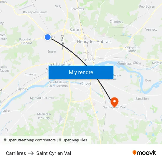 Carrières to Saint Cyr en Val map