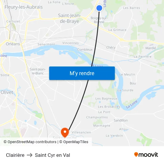Clairière to Saint Cyr en Val map