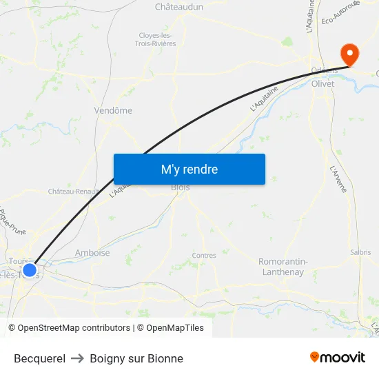 Becquerel to Boigny sur Bionne map