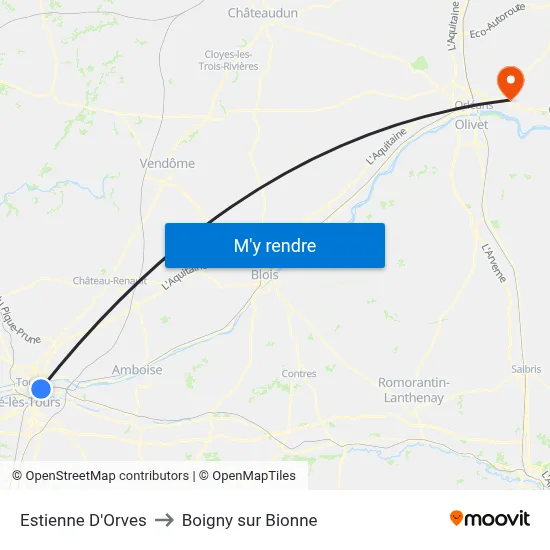 Estienne D'Orves to Boigny sur Bionne map