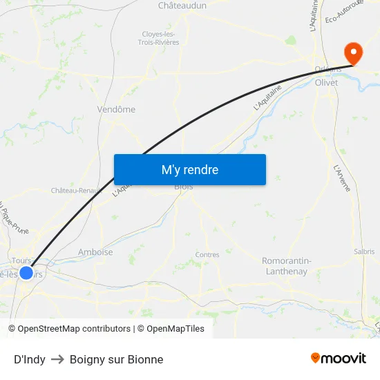 D'Indy to Boigny sur Bionne map