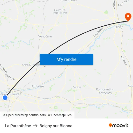La Parenthèse to Boigny sur Bionne map