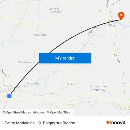 Petite Madelaine to Boigny sur Bionne map
