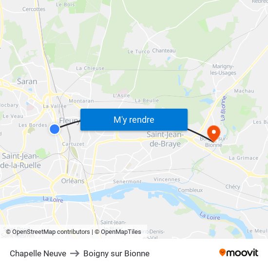 Chapelle Neuve to Boigny sur Bionne map